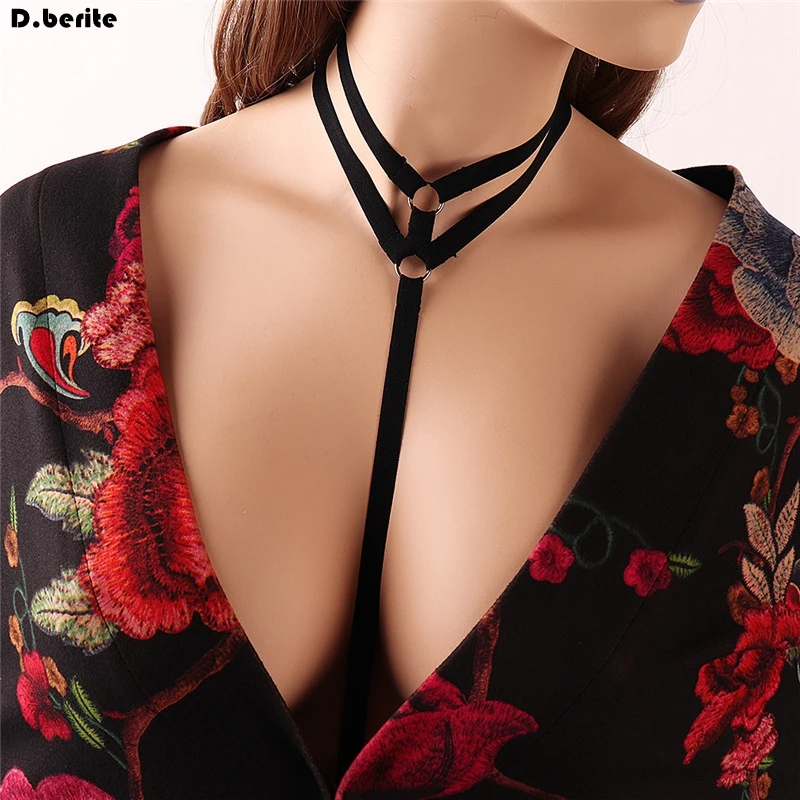 Simple Women Sexy Body Harness Garter Belt Gothic Bust Bondage Bra Elastic Adjustable Suspender Straps Bras LJH0006 | Женская одежда