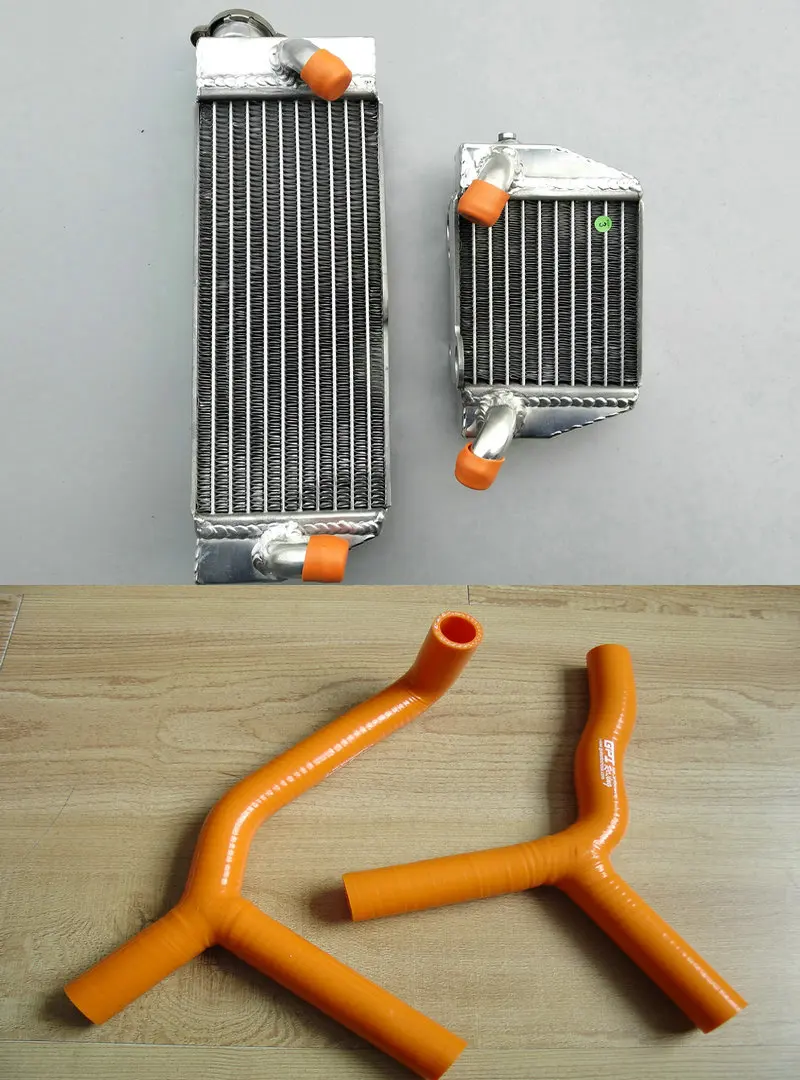 ORANGE Алюминий радиатора и силиконовый шланг для KTM SX85 SX105 2003-2012 комплект 85 SX 105 SX 03 04 05 06 07 08 09 10 11 12 - Цвет: ORANGE