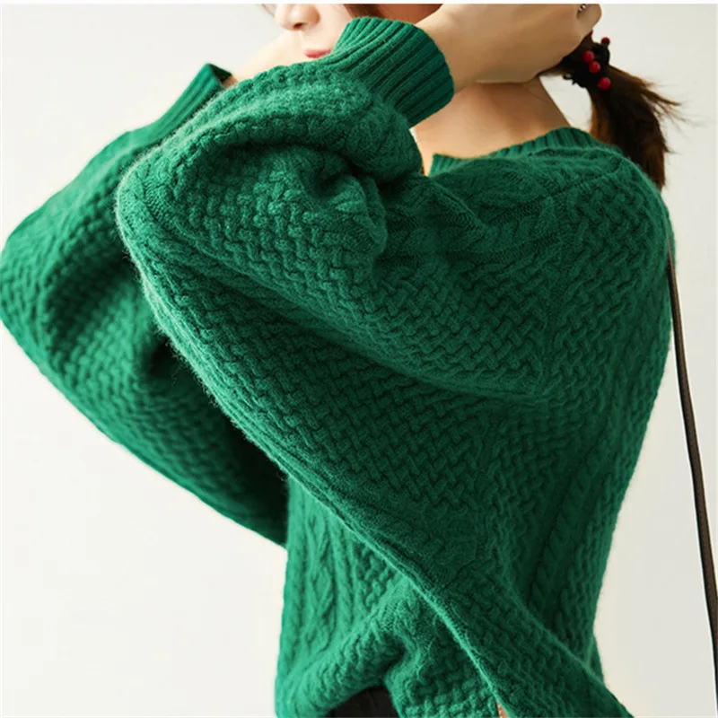 Fashion Womens Sweater Autumn Winter Cashmere Sweater Woman Loose V-Neck Sweaters And Pullovers Bottoming Shirt Plus Size
