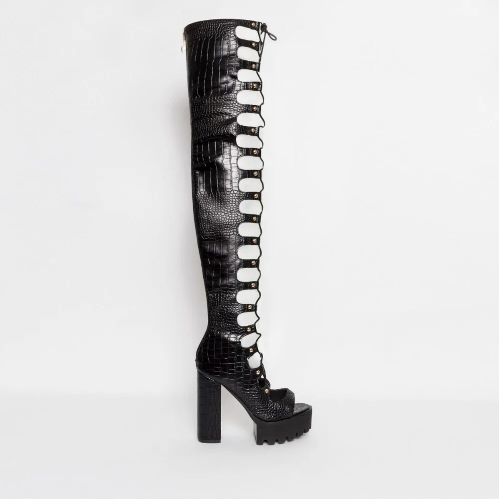 SARAIRIS New INS Hot Summer Autumn Boots Peep Toe Ladies High Heels Platform Hollow Shoes Woman Party Sexy Thigh High Shoes