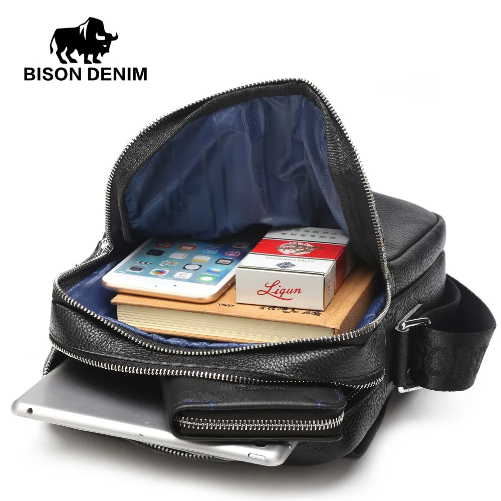 BISON DENIM бренд сумки для мужчин на плечо пояса из натуральной кожи мужчин's