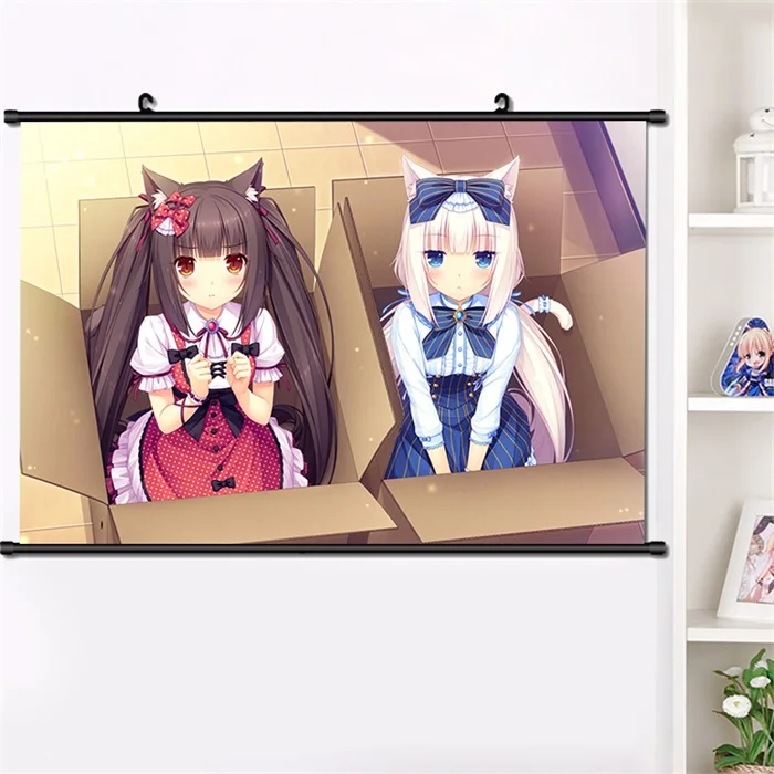 M Аниме NEKOPARA Chocolat ванильный Azuki кокосовый настенный Свиток Плакат манга настенные подвесные плакаты модное украшение дома 40*60 см - Цвет: M