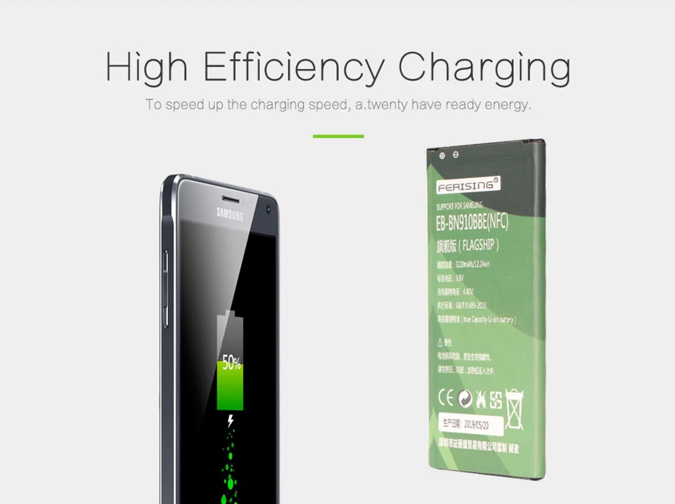 FERISING для samsung Note4 батарея для samsung Galaxy Note 4 N910 N910F N910H батарея EB-BN910BBE 3220 мАч с NFC батареями