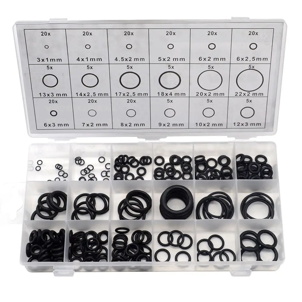 225pcs black 225 шт 270 шт 300 шт уплотнительное кольцо резиновые шайбы уплотнения ассортимент черное уплотнительное кольцо уплотнения набор нитриловые шайбы Высокое качество для автомобильных прокладок - Цвет: 225pcs black