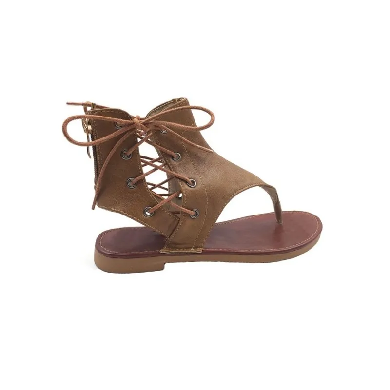 Женские сандалии-гладиаторы с перекрестной шнуровкой летние сандалии на плоской