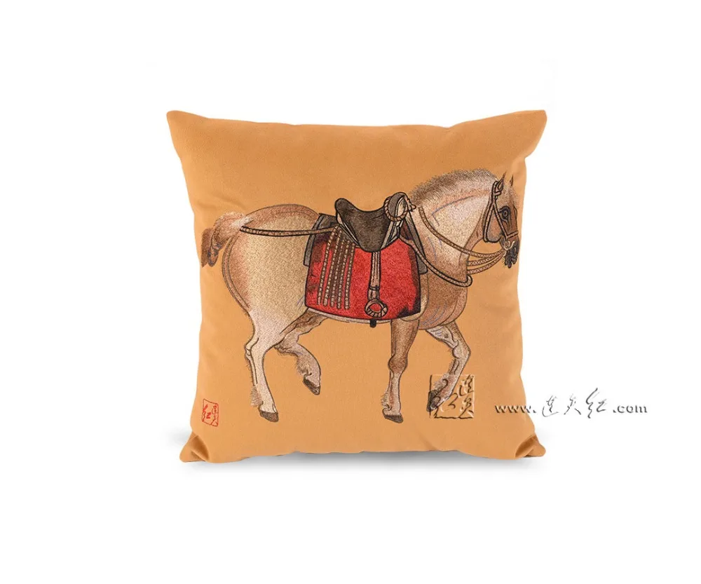 Home Decorative Throw Pillows Cushion bedding Six Steeds of Zhao Mausoleum Square 40*40 Living room Sofa Car Seat Cusion Cotton | Дом и сад
