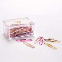 70pcs 50mm metal paper clips colored u type bookmark clips in clear holder the office and school supplies stationery accessories