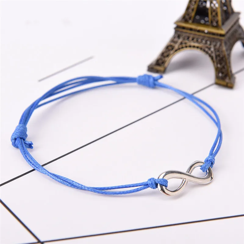 DIY Серебряный символ бесконечности под старину цветной хлопковый вощеный шнур
