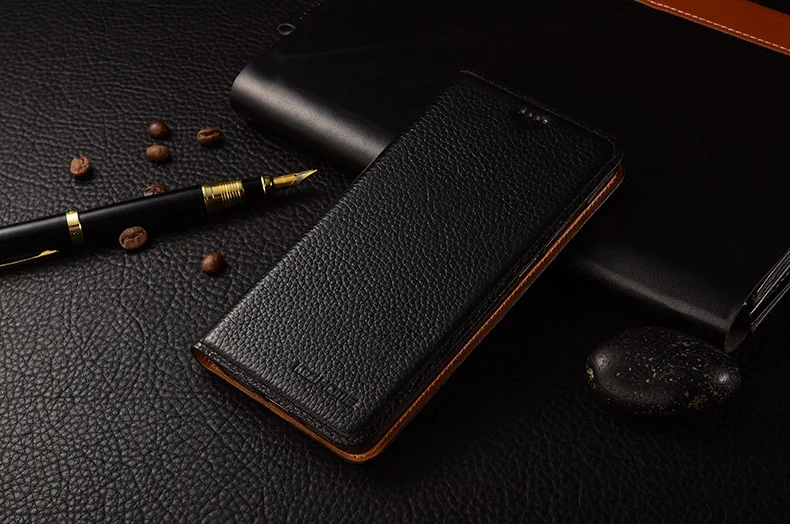 Чехол для Xiaomi Redmi 3S Чехол KEZiHOME личи Натуральная кожа флип-подставка кожаный чехол Капа для Xiaomi Redmi 3 Pro чехол для телефона s - Цвет: Черный