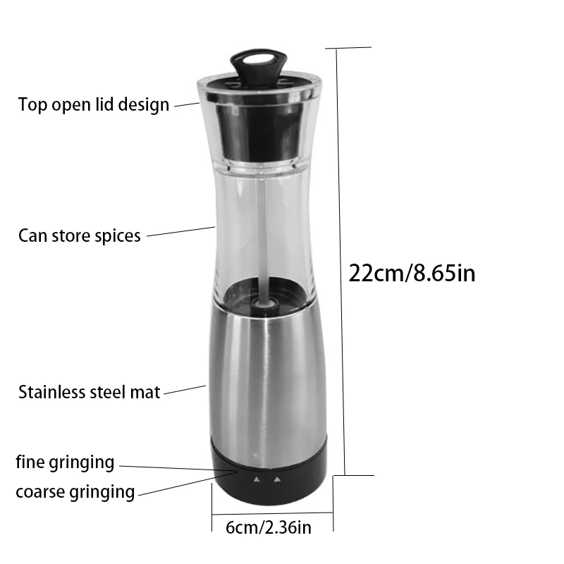 Мельница из нержавеющей стали для соли и перца электрическая мельница морской 2