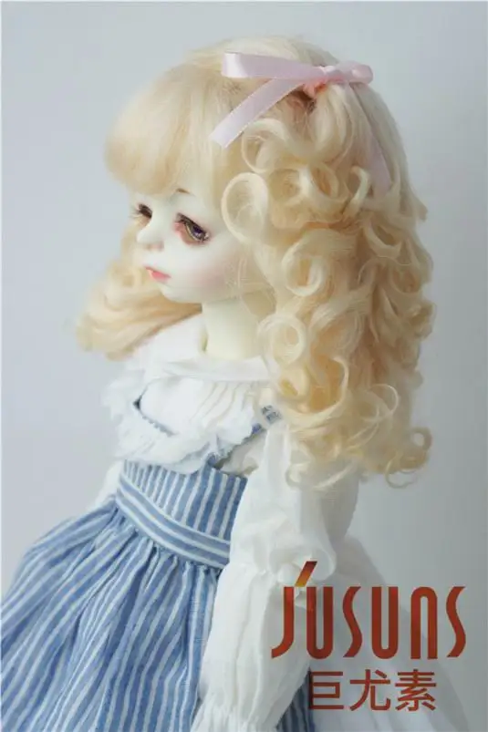 JD187 Размер 9-10 дюймов и 10-11 BJD мохер кукла парик длинная мягкая волна с 2 Пони Парики