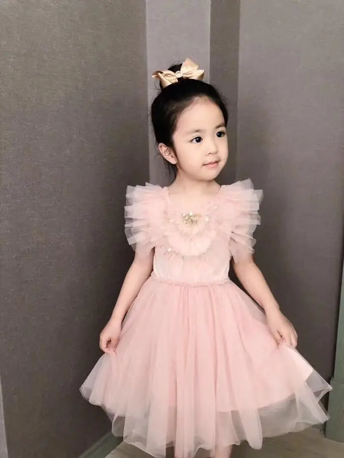 Летняя детская одежда кружевные платья-пачки для девочек платье детей семейная |