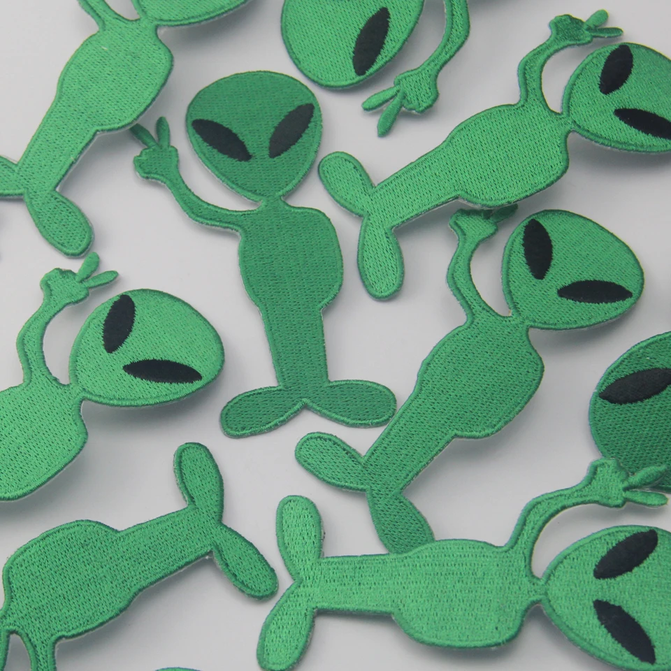 Нашивки Embird вышитые аппликации из железа для одежды зеленые пришельцы