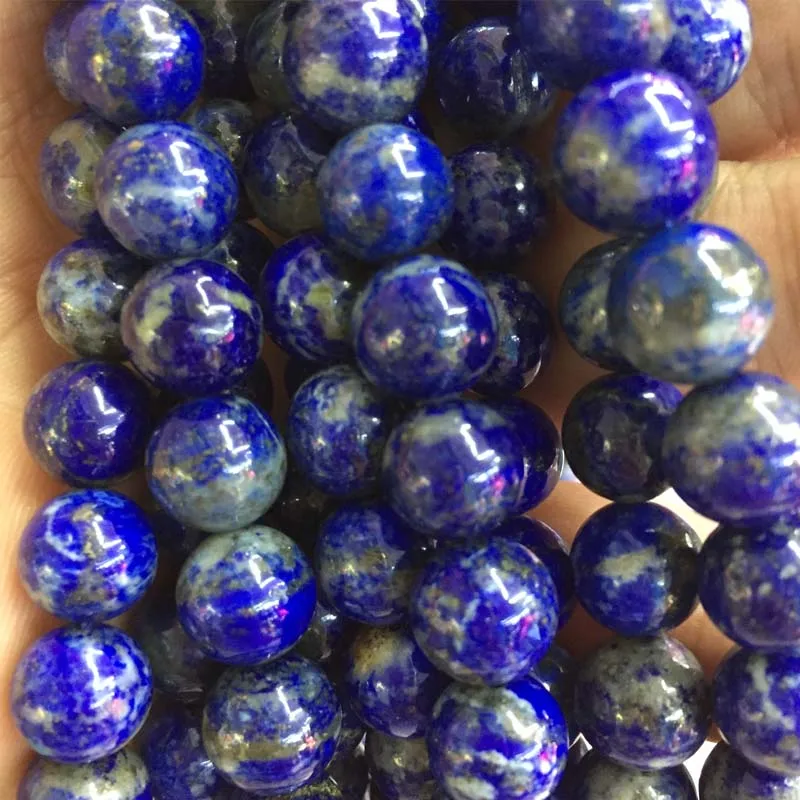 Круглые шарики из натурального камня Lapis Lazuli не теряют цвет 15 дюймов нитка 6 8 10 12