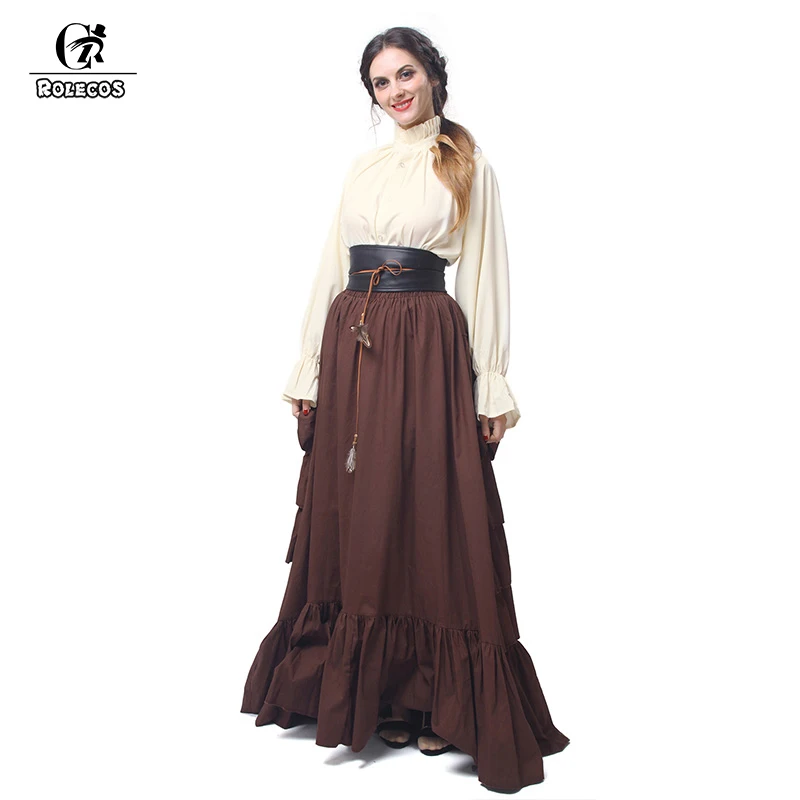 Женский ретро костюм ROLECOS блузка средневековой эпохи Возрождения и длинная юбка