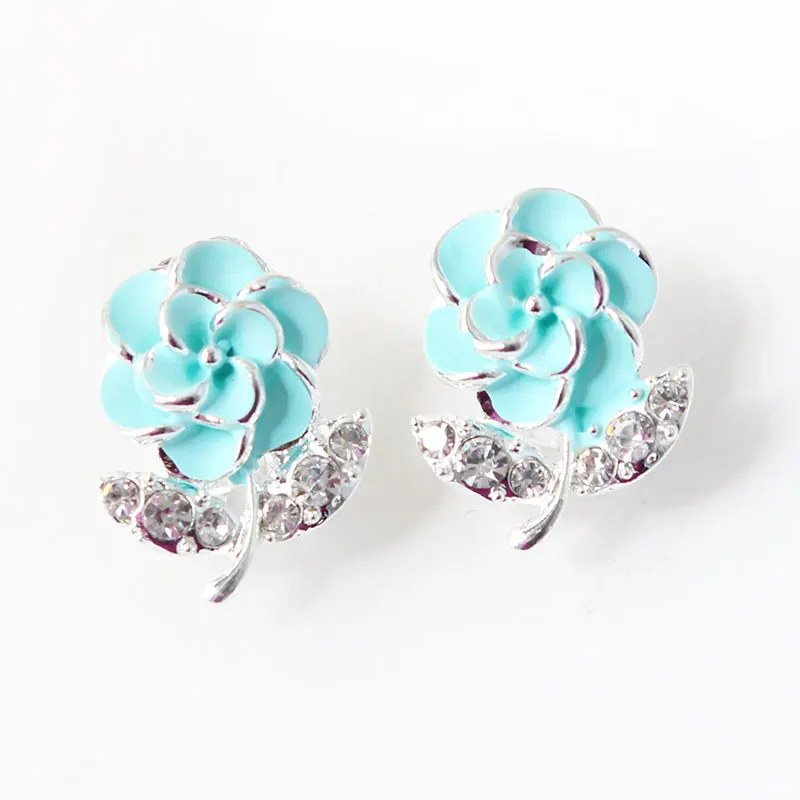 Серьги гвоздики F & U для девочек в виде свежего мороженого цветка с кристаллами и