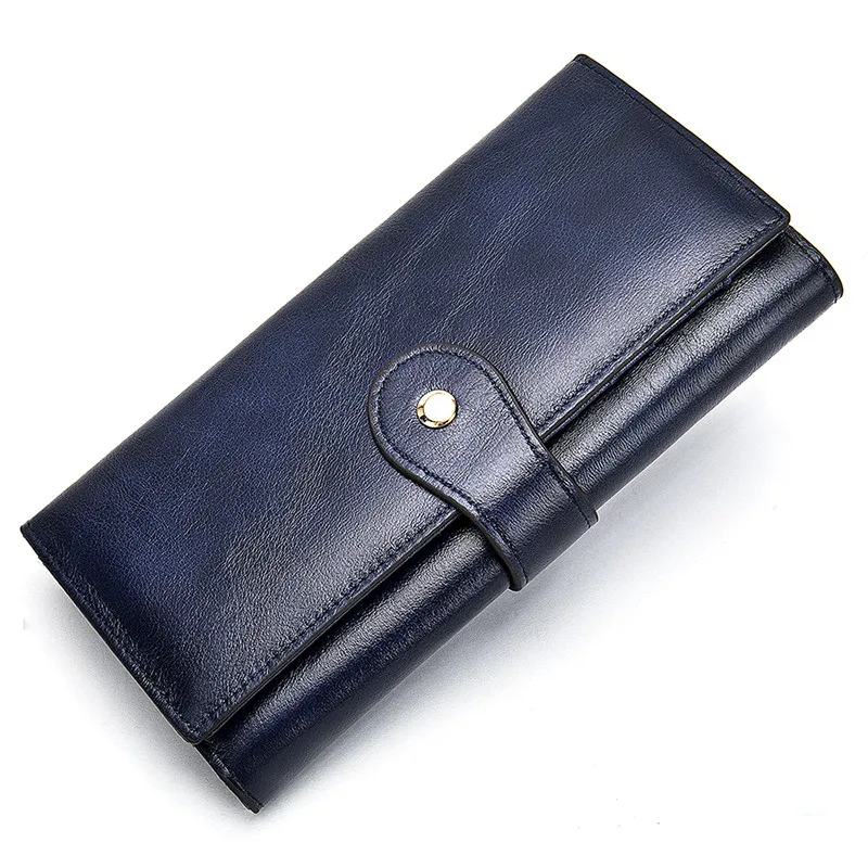 dark blue Nesitu высокое качество винтажные Длинные Красные Зеленые Синие золотые натуральная кожа для мужчин женщин клатч кошельки женские кошельки M8303 - Цвет: dark blue