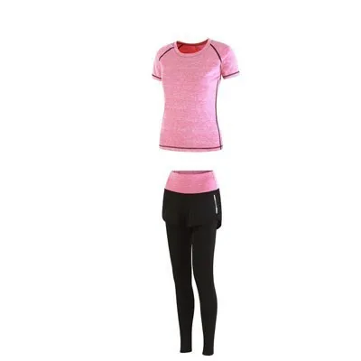 Pink Tshirt trousers 5 шт. Женский фитнес-костюм женский спортивный бюстгальтер одежда Полиэстер Йога набор одежда для бега женские новые женские спортивные наборы - Цвет: Pink Tshirt trousers