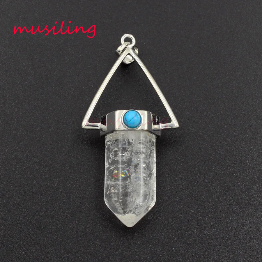 Шестигранная Призма подвески ожерелья цепи рейки маятник натуральный камень
