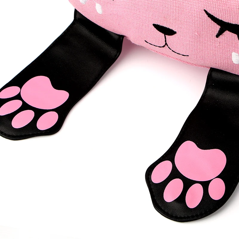 Милый рюкзак с кошкой Женский Холщовый кожаный лоскутный вышивкой для девочек