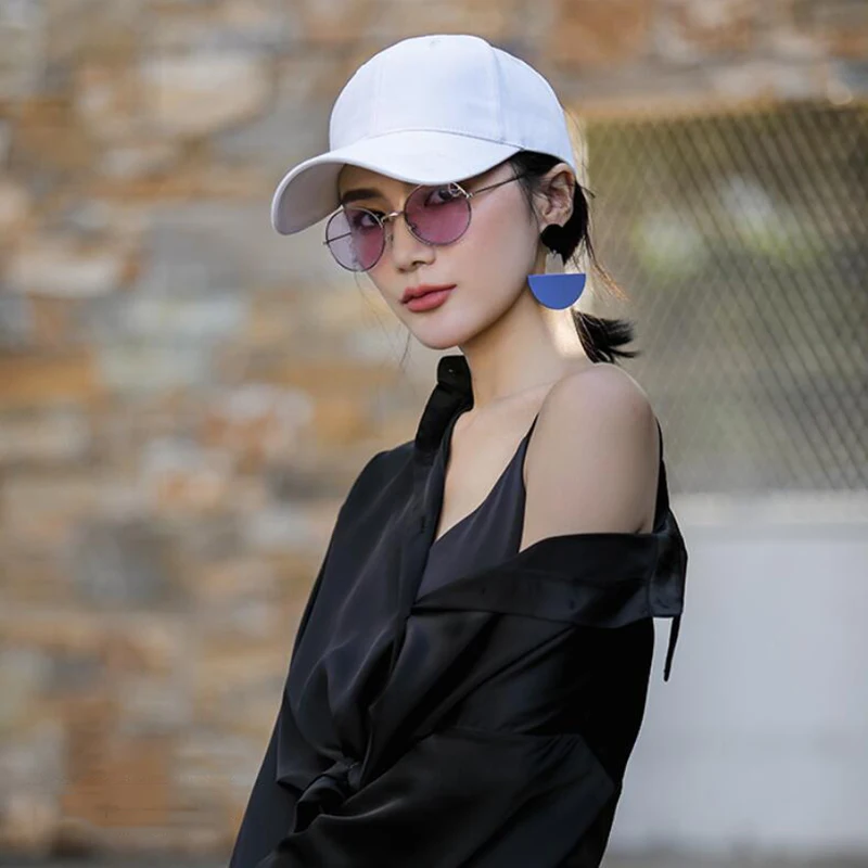 New Unisex Visor Hats Baseball Caps 11cm Women's Cotton Bone Snapback Hats Stylis Sun Hats Anti-UV Men White Caps Solid Color
