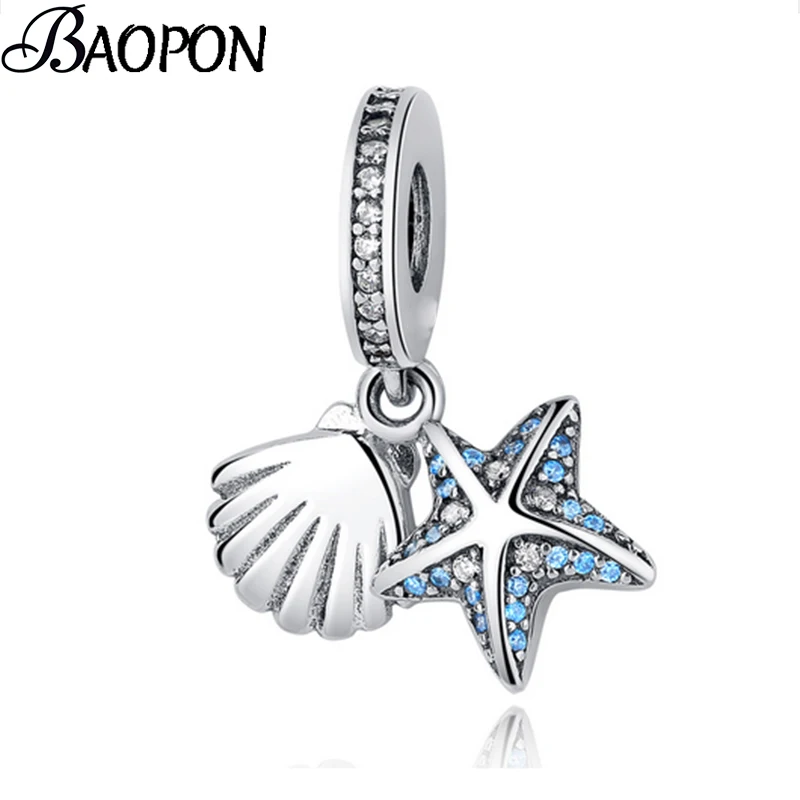 BAOPON 5 шт./лот посеребренные бусы тропическая Морская звезда и морская раковина
