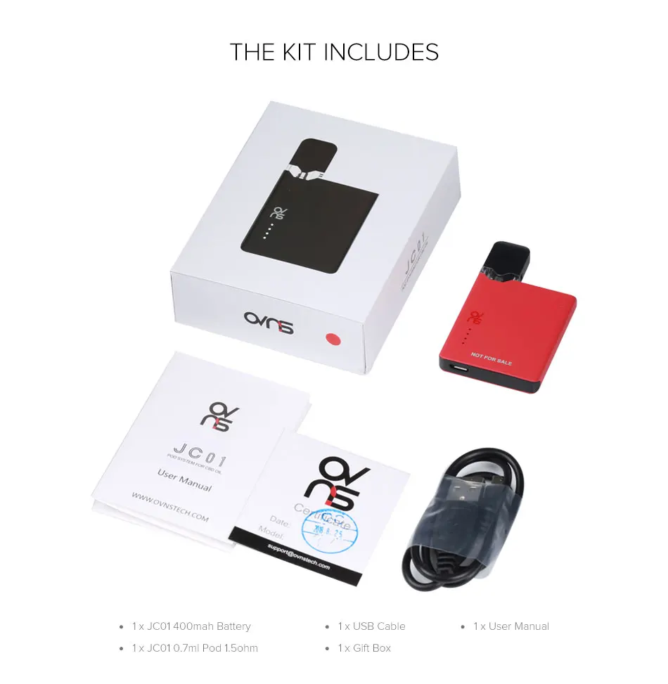 OVNS JC01 Pod Vape комплект 400mAh электронная сигарета 0,7 мл картридж Pod Tank 400mAh 3LED светильник испаритель VS calibren комплект