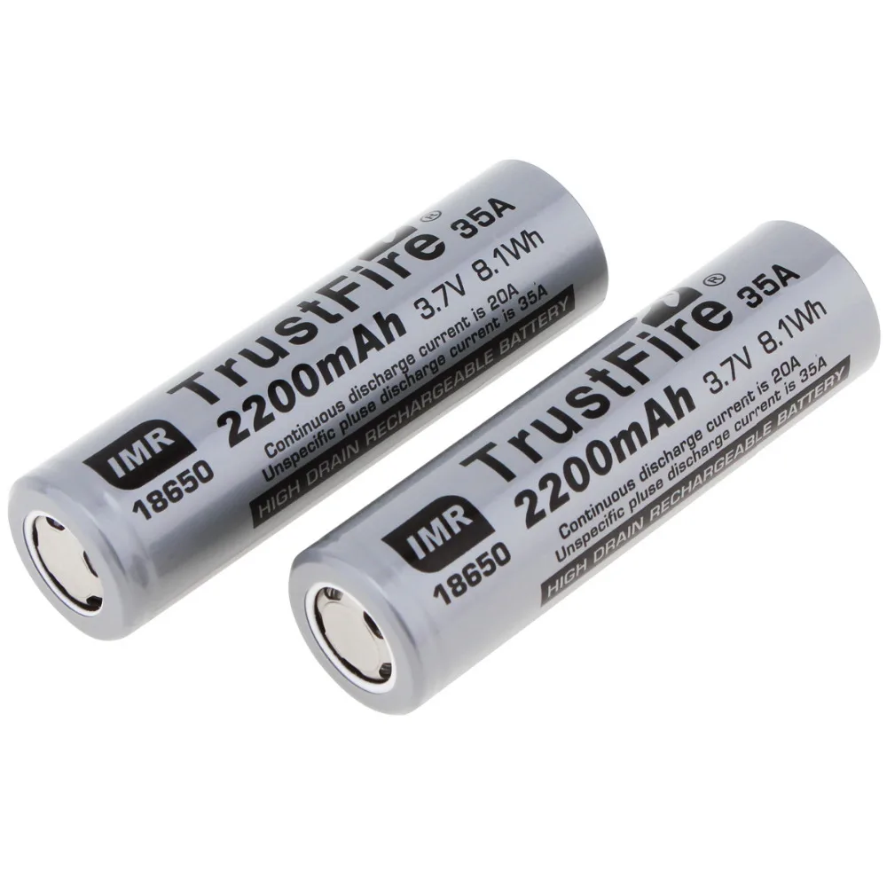 TrustFire IMR 18650 2200 мАч 35A 3 7 в перезаряжаемая батарея литиевые батареи с защищенной