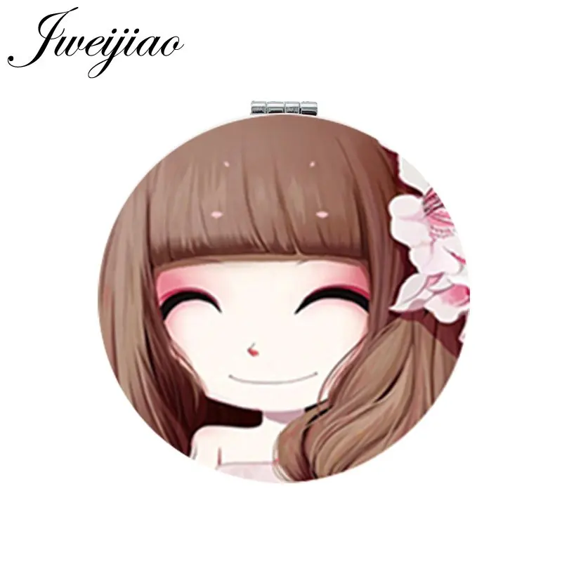 

JWEIJIAO Girls Makeup Mirror Round Folding White PU Leather Compact Portable Pocket Mirror Cosmetic Beauty Tools & Accessories
