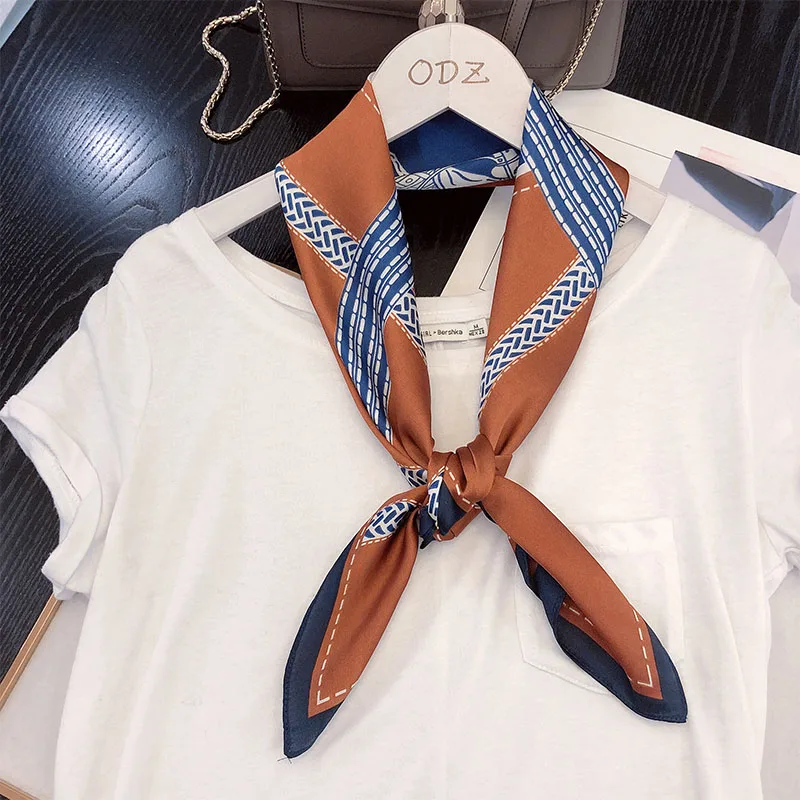 70*70cm Design NEW Horse Chain Printed Fashion Women Girl Neckerchief Scarf Imitation Silk Wraps Elegant Head Neck Hair Tie Band |