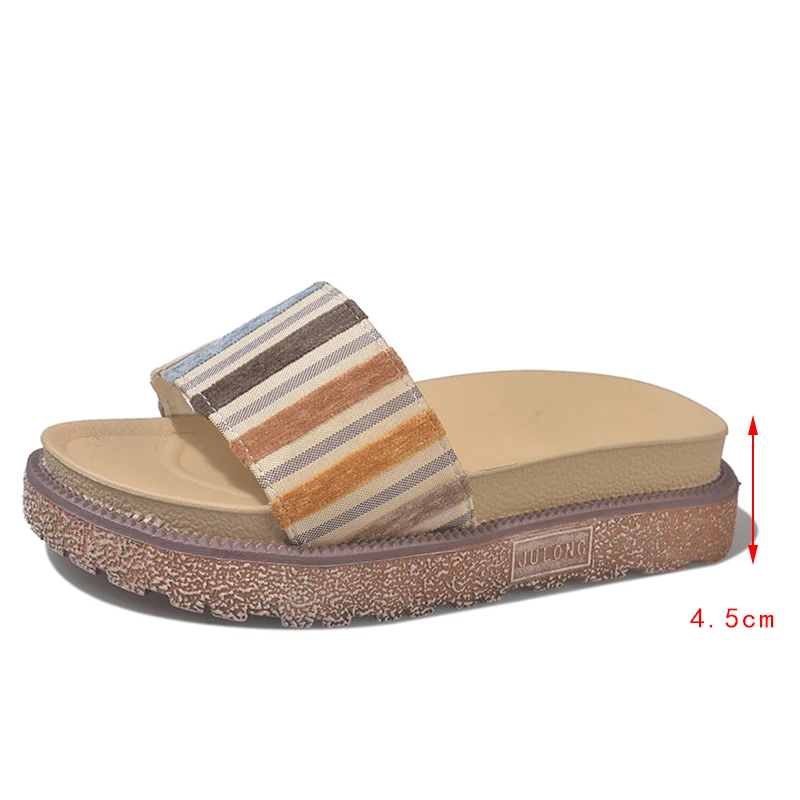 brown Мягкие тапочки Chanclas Plataforma Terlik; сланцы для женщин; пляжные сланцы на платформе и высоком каблуке; сандалии с бантом; zapatos mujer - Color: brown