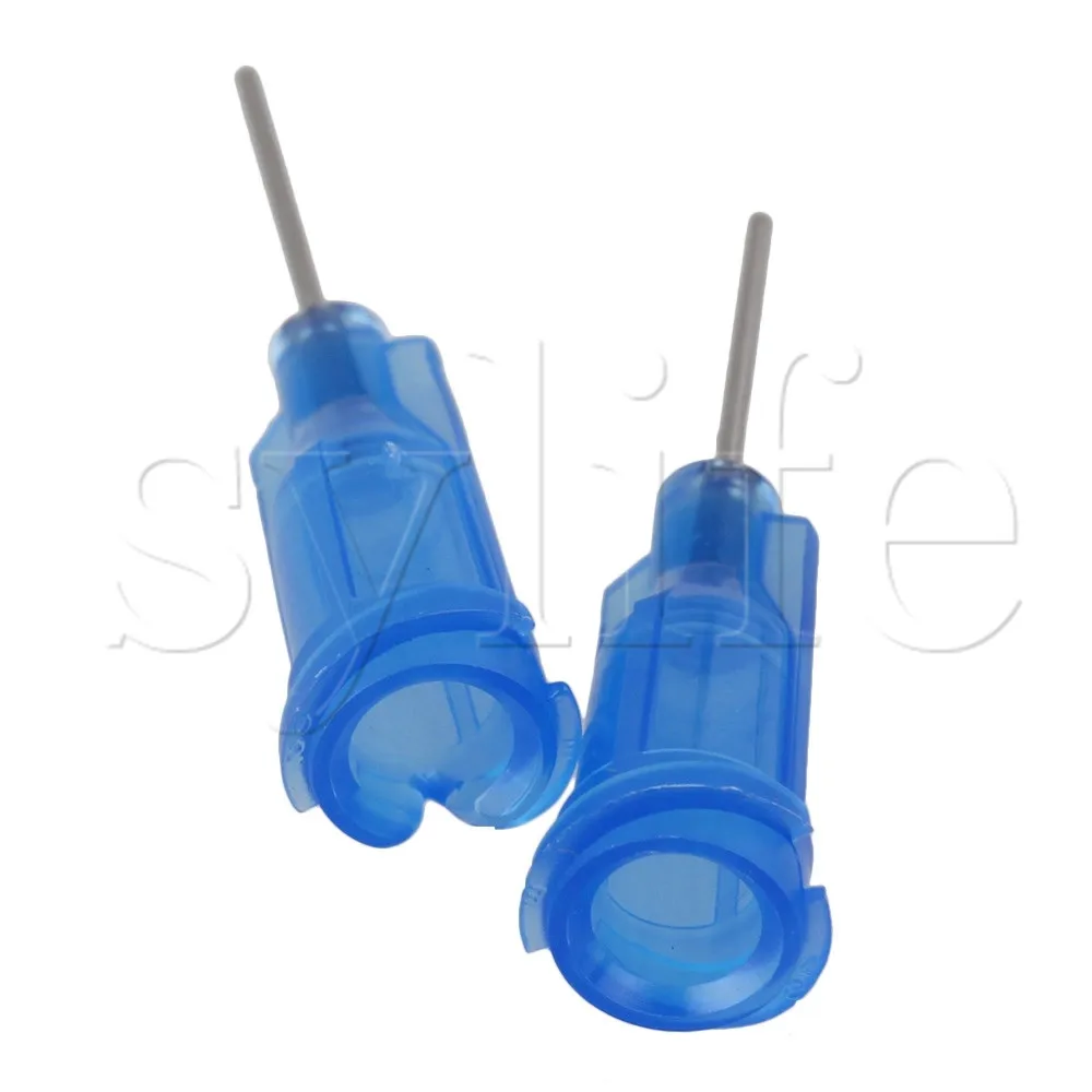 

100PCS Blue Spiral Connector Dispensing 22Ga 1/2 inch Steel Blunt Needle