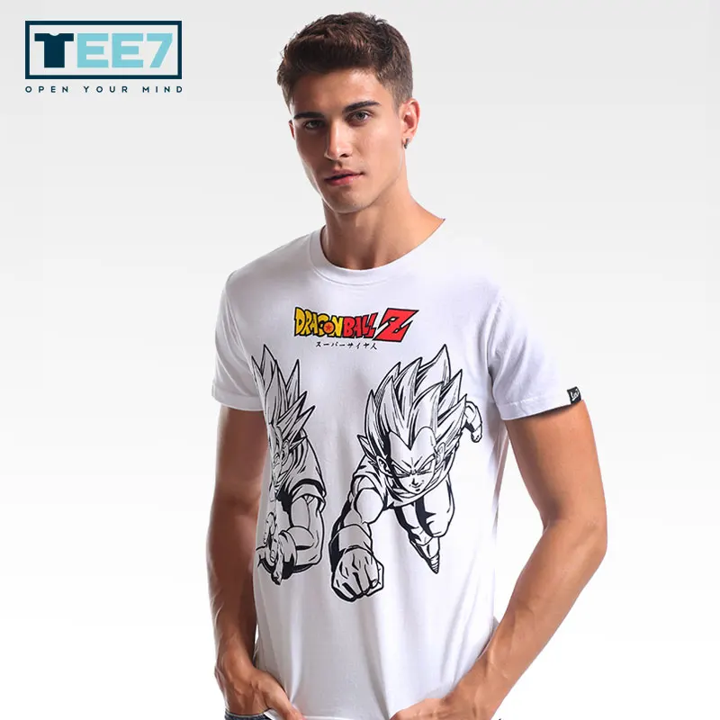 TEE7 Dragon Ball Z 100% хлопковая футболка Son Goku and Vegeta модные футболки с короткими рукавами