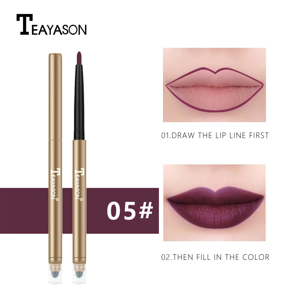 Teayason, карандаш для губ, двойная головка, с губкой, матовая губная помада, водостойкая, долговечная, сексуальная, красная, телесная, ручка для губ, AM070