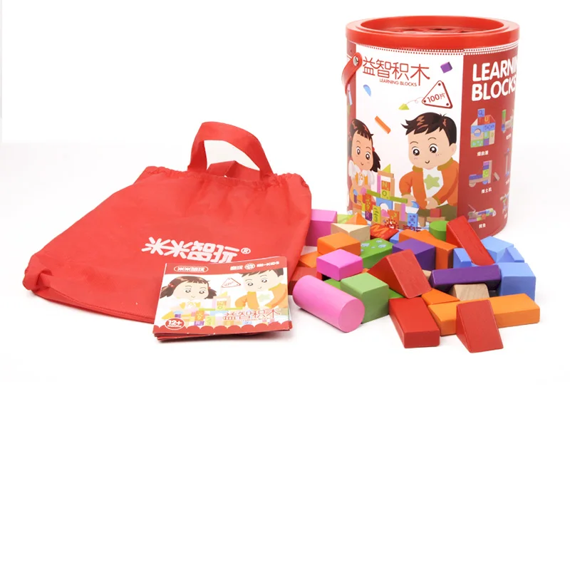 100 шт. детские деревянные блоки развивающие игрушки для детей геометрические