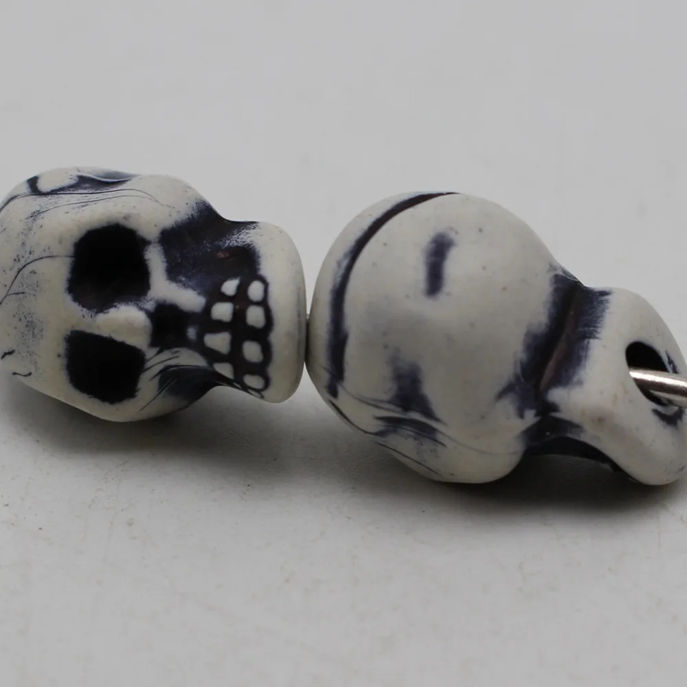 25 White Acrylic Halloween Gothic Skeleton Skull Beads 21X13mm | Украшения и аксессуары