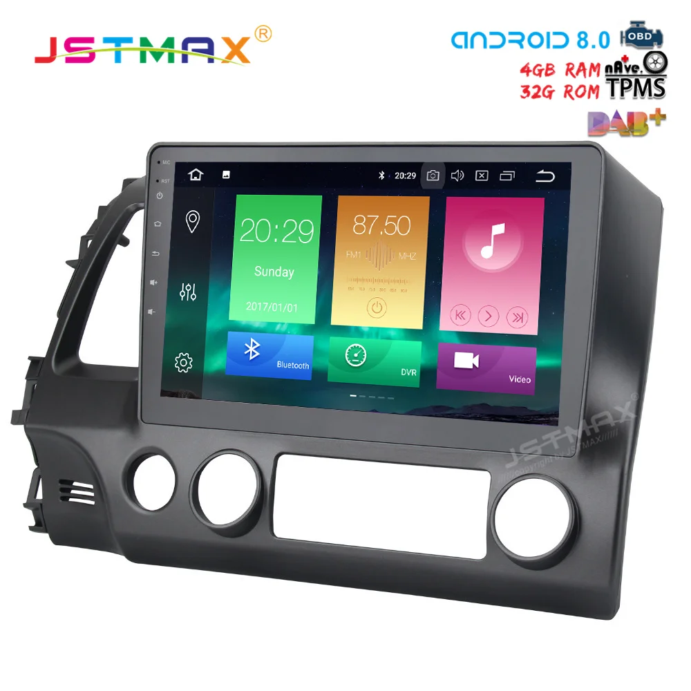 JSTMAX 10 2 &quotAndroid 8 0 автомобильный dvd для Honda Civic 2006 2011 авто радио GPS navi Octa Core 4 ГБ 32