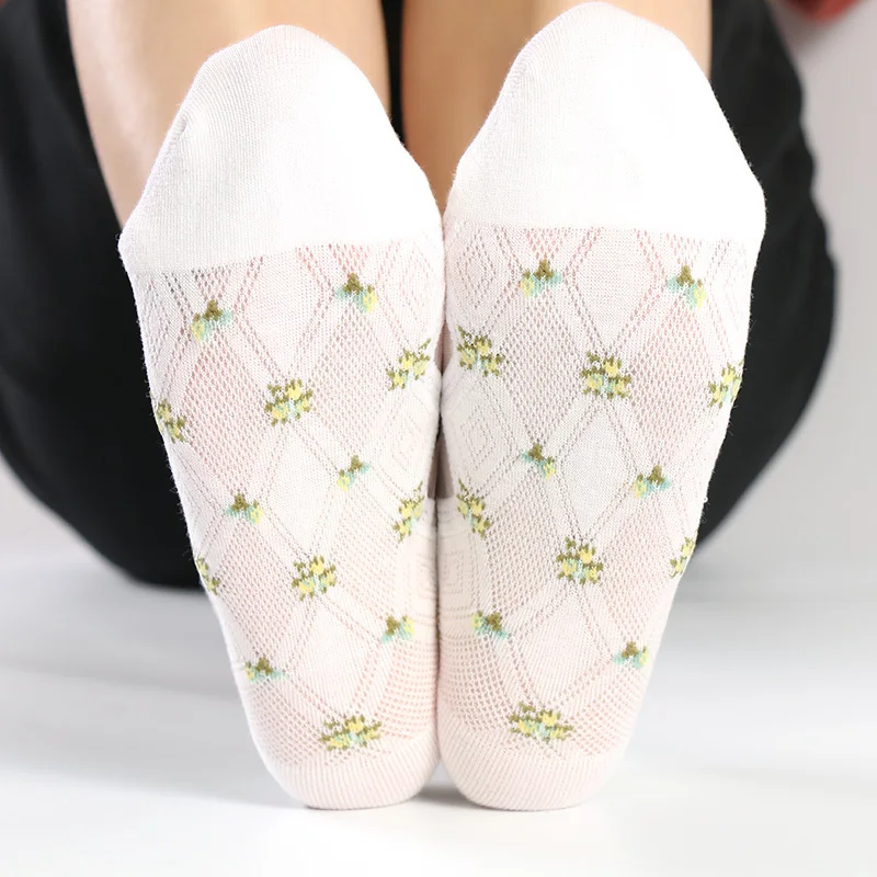 Женские хлопковые ультратонкие прозрачные носки 5 парт/Лот в стиле Харадзюку с