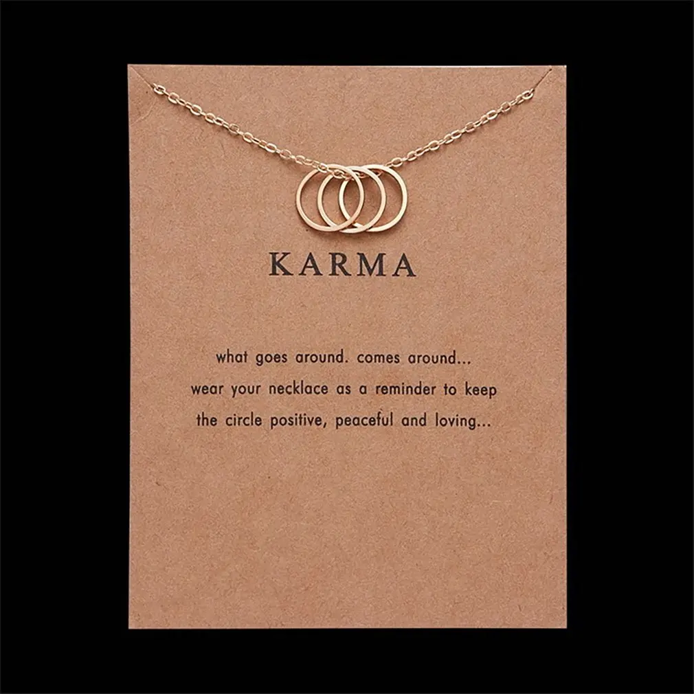 Мода Карма бумажная карточка три кольца сплав ожерелья ожерелье аксессуары для