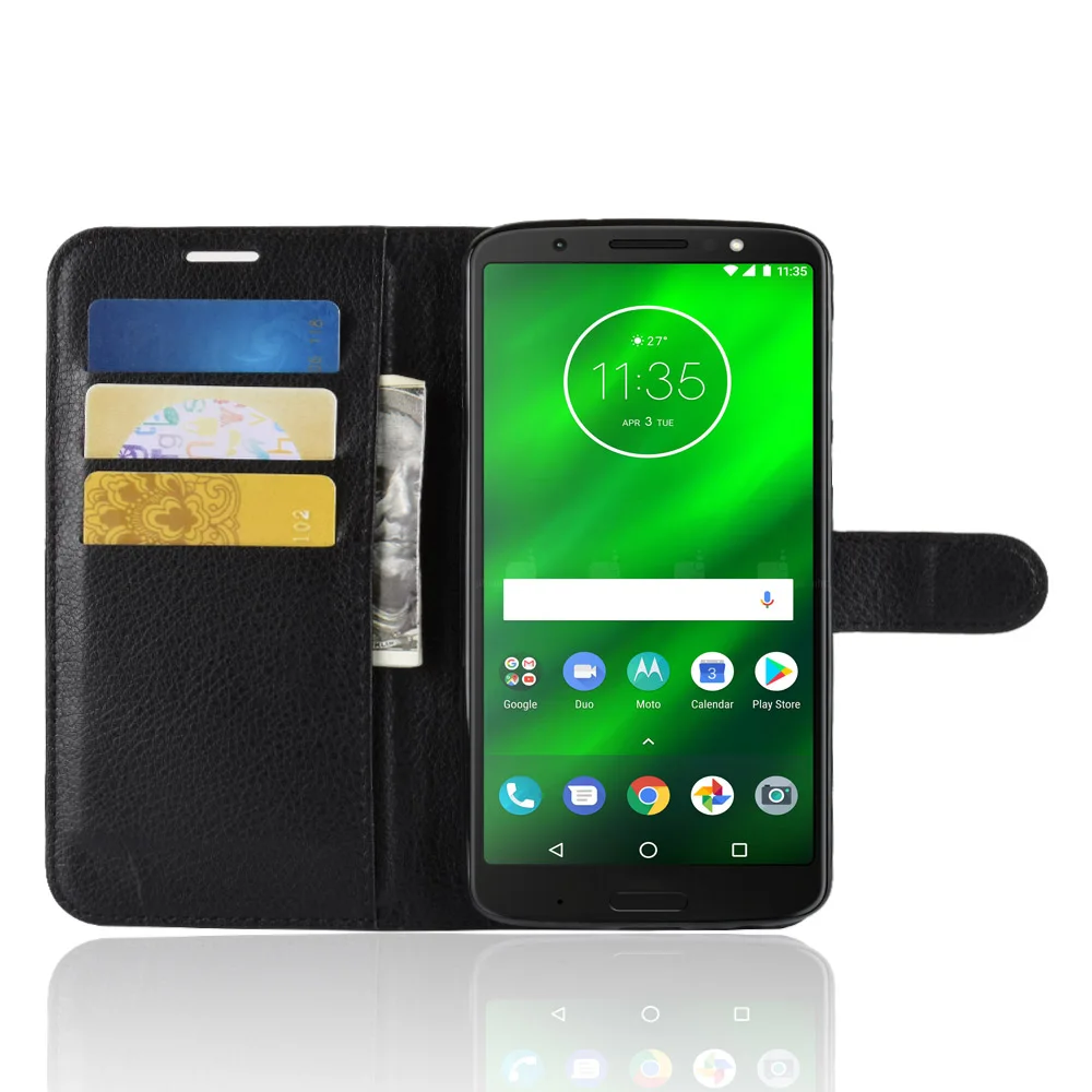 Роскошный кожаный флип-чехол baisxst для MOTO G6 Plus чехол-книжка с подставкой чехол