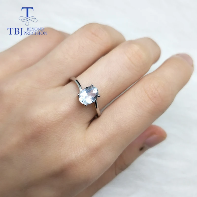Женское кольцо с натуральным бразильским аквамарином TBJ подарочное Ювелирное