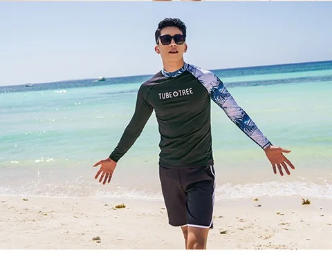 Mens 2 piece set Новинка, Рашгард, для мужчин и женщин, 2 предмета, рубашка с длинным рукавом, шорты, черные, для пар, купальники, для серфинга, купальники, Рашгард, гидрокостюмы - Цвет: Mens 2 piece set