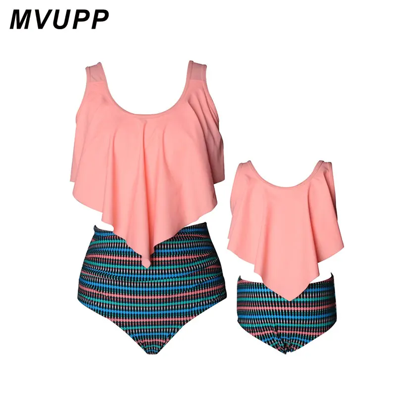 Одежда для мамы и девочки MYUPP купальники ребенка Цельный купальник в горошек