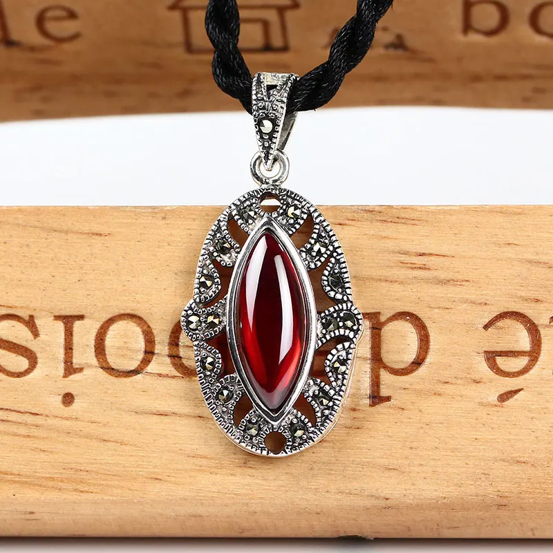 Полый кулон из серебра 925 пробы Красный кубический циркон марказит 100% чистый S925