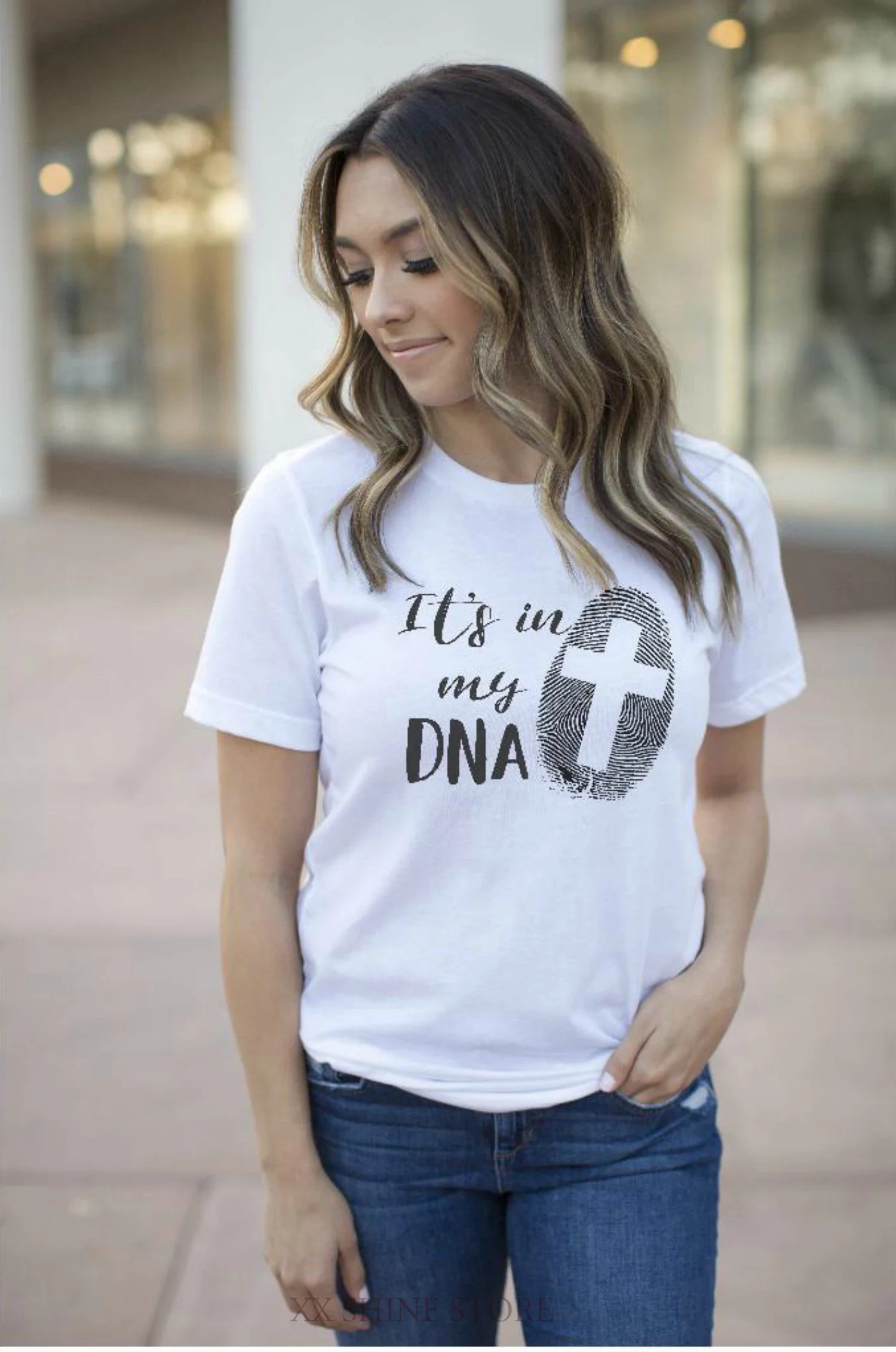 Футболки Its In My DNA Christian для женщин и мужчин молодежные группы подростков белая
