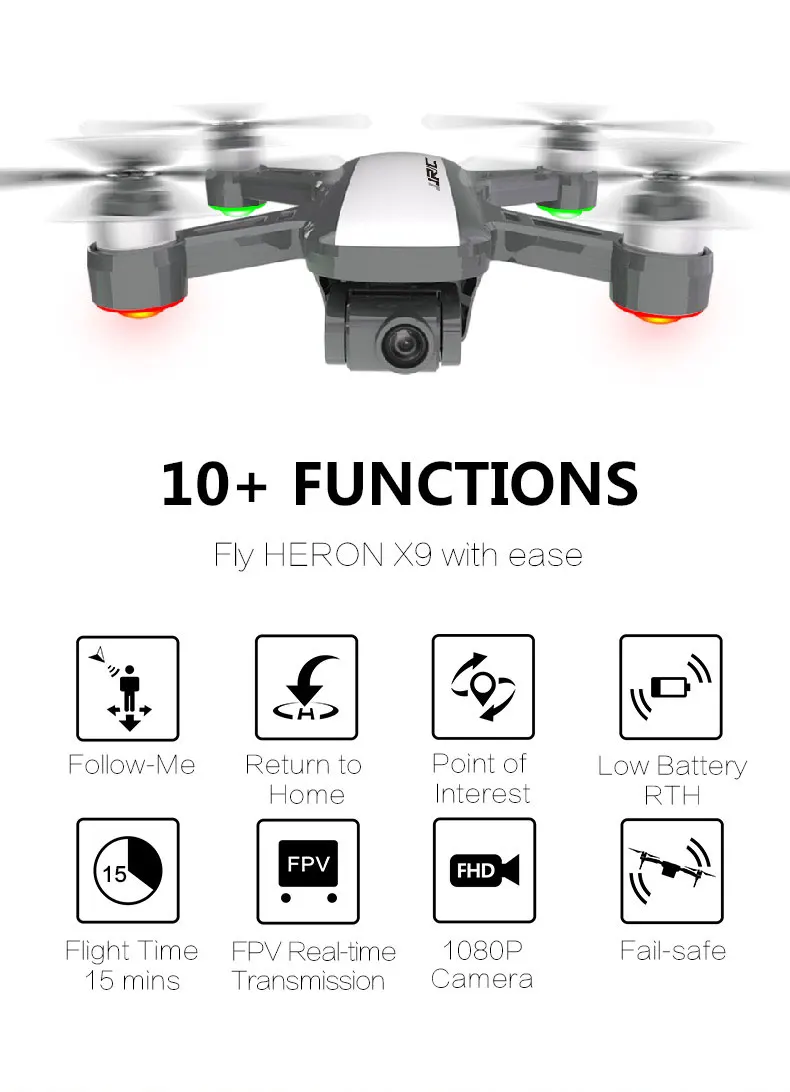 Квадрокоптер JJRC X9 Heron Радиоуправляемый Wi Fi FPV с HD камерой 1080P GPS бесщеточный