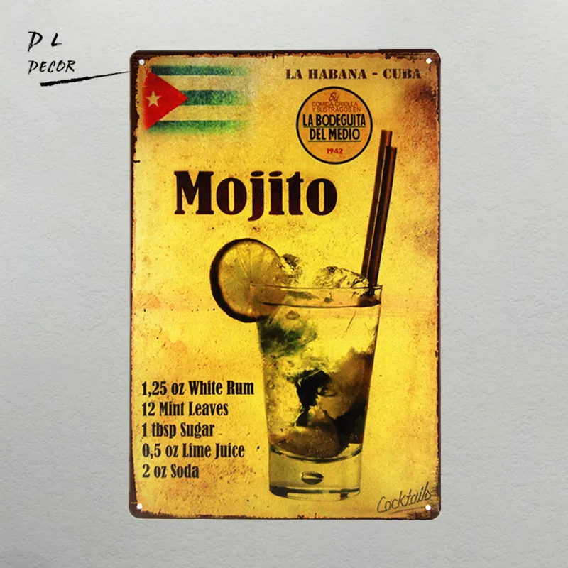 DL-Mojito коктейльный металлический плакат ретро человек пещера паба коробки и шкатулки декоративные ручной работы винтажная настенная художественная вывеска