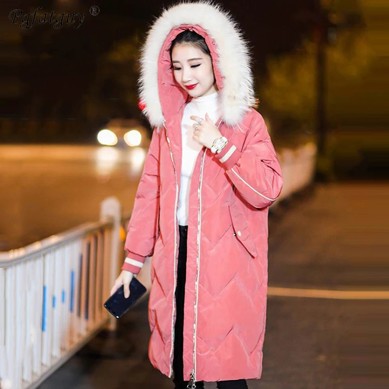 Зимняя куртка женская 2018 с буквенным принтом длинная хлопковая стеганая большим