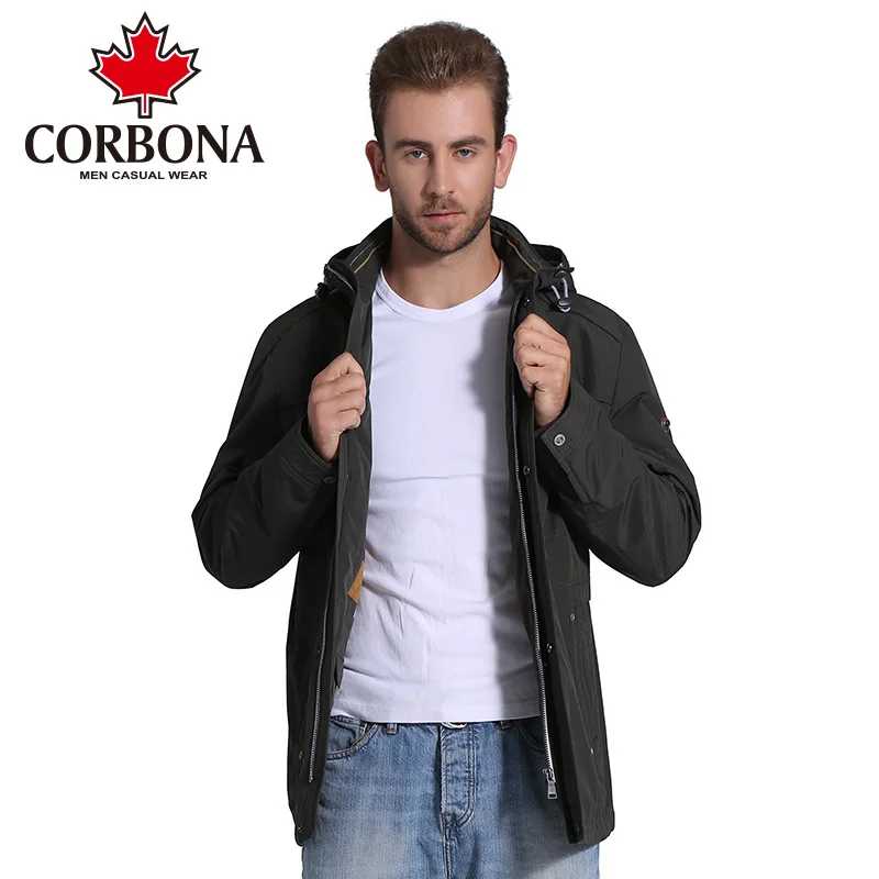 CORBONA Winter Men Jacket Brand Casual Fashion Thin Warm Hooded Coat Mens Jackets And Coats Male Parkas Outwear Clothing | Мужская