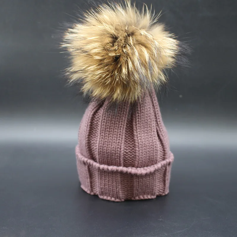 Зимняя однотонная теплая шапка с помпонами для маленьких мальчиков и девочек